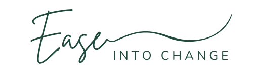 Ease into change logo Gentle text and line to symbolize deep and meaningful life and career transitions