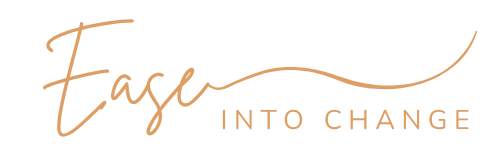 Ease into change logo Gentle text and line to symbolize deep and meaningful life and career transitions